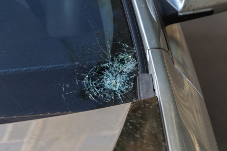 Broken car windshield