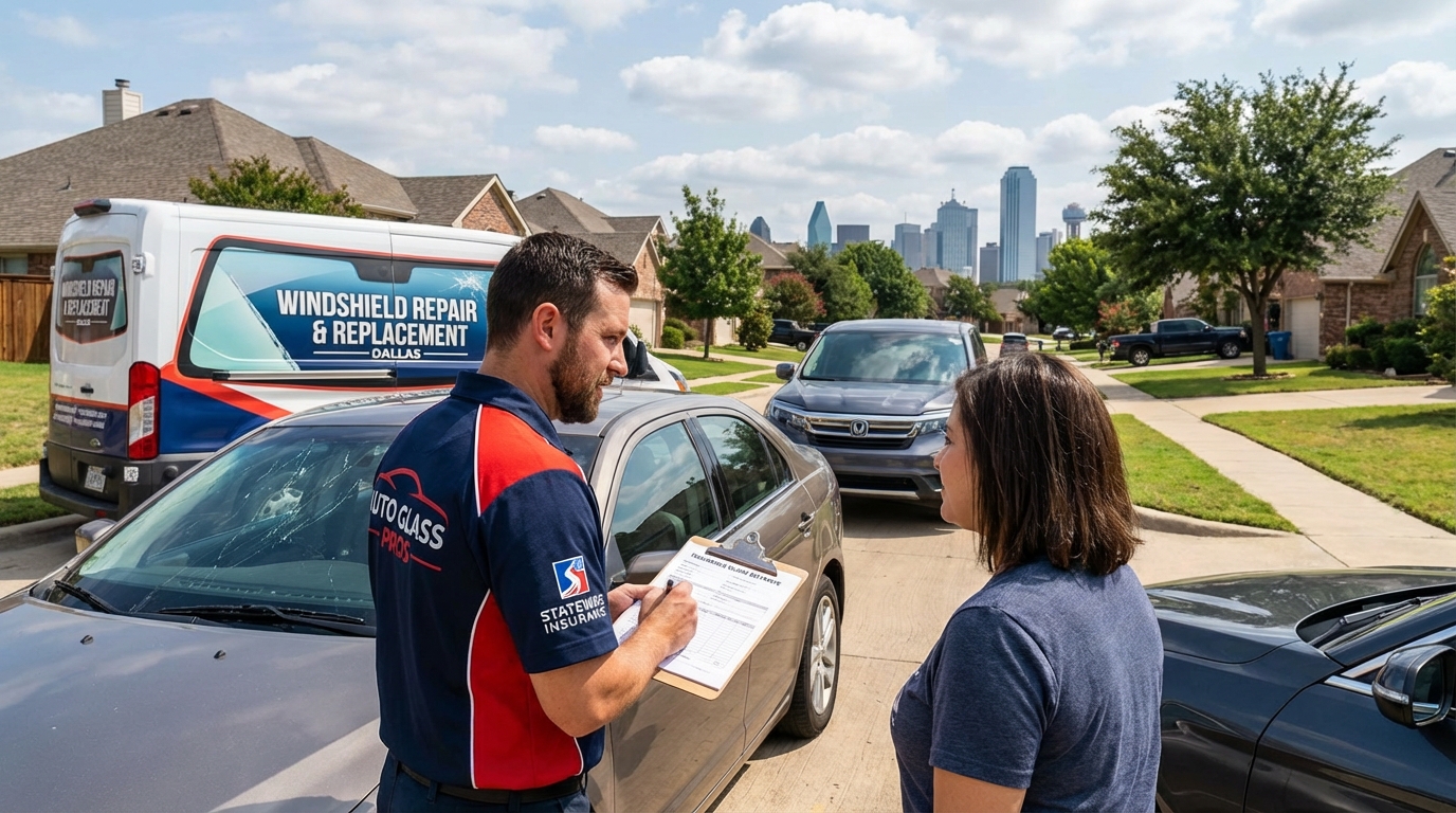 Dallas windshield repair cost with insurance coverage. Auto glass replacement in Texas.