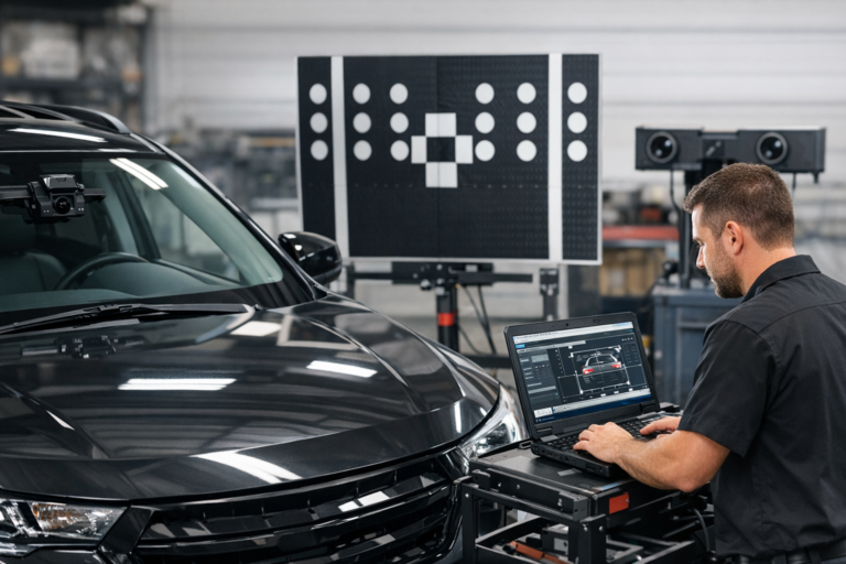 Professional illustration of How Much Does ADAS Calibration Cost After a Windshield Replacement in Dallas?