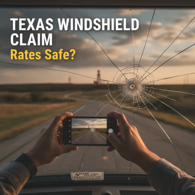 Professional illustration of Can You File a Windshield Insurance Claim in Texas Without Raising Your Rates?