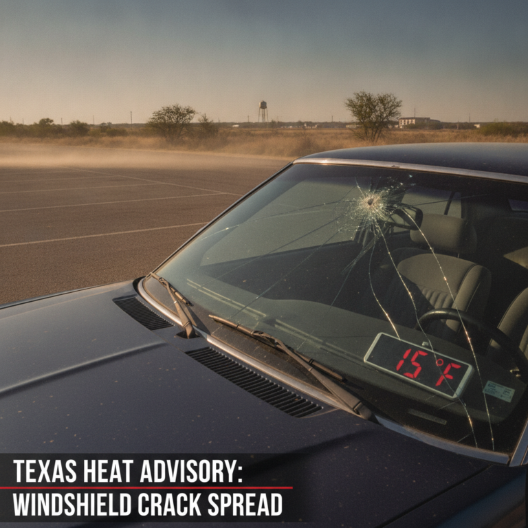 Professional illustration of How Hot Does It Have to Get for a Windshield Crack to Spread in Texas?